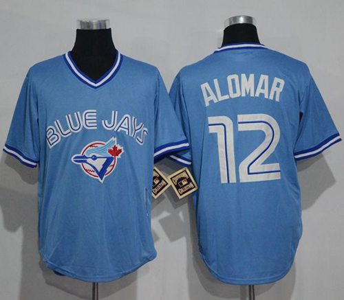 Blue Jays #12 Roberto Alomar Light Blue Cooperstown Throwback Stitched MLB Jersey - Click Image to Close